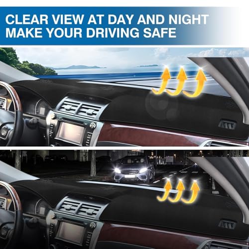 KUST Black Dash Cover for Toyota Camry (XV50)/ Camry Hybrid 2012-2017 (Not fits Dashboard with Set Time Clock) Polyester Dashboard Cover Non-Slip Interior Accessories for Camry Dash Mat No Glare