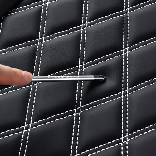 Huidasource Rear Bench Car Seat Covers, Waterproof Leather Back Seat Cushion Cover, Back Seat Cover Compatible Universal Fit for Most Cars Sedan SUV Pickup Truck (Back Row/Black&White) - color: 01R# Black&White, size: Back Seat Cover