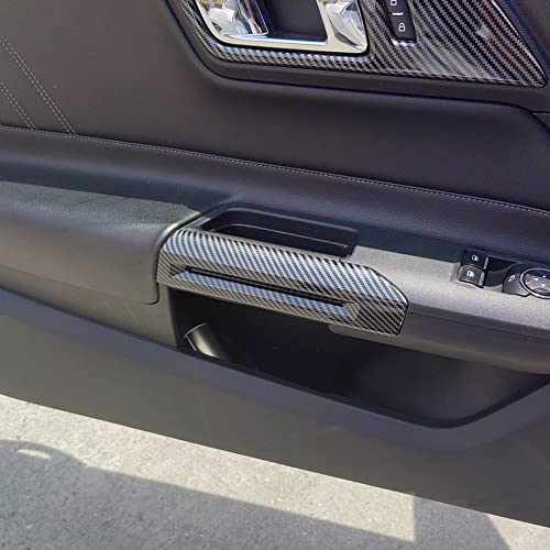 Interior Door Handle Cover Trim Compatible with 2015 2016 2017 2018 2019 2020 2021 2022 2023 2024 Ford Mustang Accessories (Carbon Style)