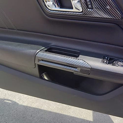 Interior Door Handle Cover Trim Compatible with 2015 2016 2017 2018 2019 2020 2021 2022 2023 2024 Ford Mustang Accessories (Carbon Style)