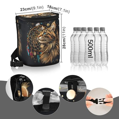 MNSRUU Car Trash Can with Lid, Cute Cat Dream Catcher Car Trash Bag Hanging Organizers and Storage for Front Back Seat, Leak-Proof Trash Bin - color: Cat A9016