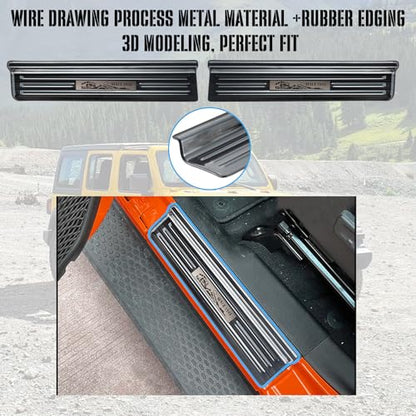 Rowa 304 Stainless Steel Door Sill Guards Compatible with Jeep Wrangler JL JLU 2018-2026 & Gladiator JT 2020-2026, Brushed Black Door Entry Guard Full Coverage (2 Door) - size: Brushed Black - 2 Door