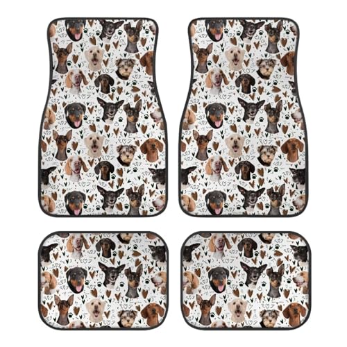 Dogs White Car Floor Mats Universal Auto Front Rear Floor Foot Mats Anti-Slip Car Mat Full Set of 4 Pieces Carpet - color: Dogs White