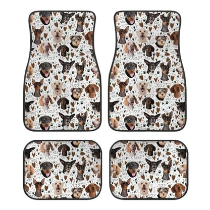 Dogs White Car Floor Mats Universal Auto Front Rear Floor Foot Mats Anti-Slip Car Mat Full Set of 4 Pieces Carpet - color: Dogs White