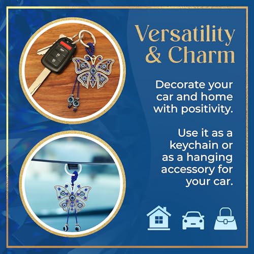 LUCKBOOSTIUM Evil Eye Animal Keychain & Protection, Evil Eye Car Hanging Ornament, Rear View Mirror Accessories, Home Decor