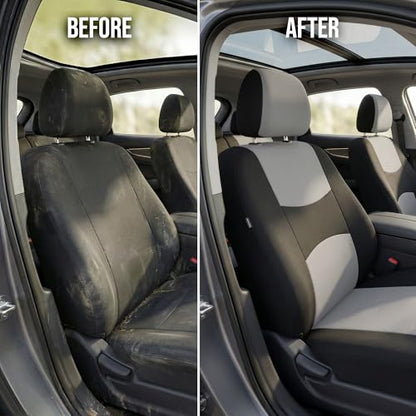 FH Group Car Seat Covers Front Set in Cloth - Car SeatCovers for Low Back Car Seats with Removable Headrest,Universal Fit,Automotive SeatCovers,Washable Car Seat Cover for SUV,Sedan, Van Gray - color: Gray, style: Seat Cover Front Set