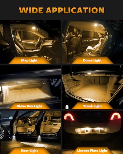 Zakolak 24PCS LED Interior Car Lights, Extremely Bright LED Bulb Kit, Applicable to Dome Map Door Lights and Other Parts Replacement for Your Cars, to Help You See Inside The Car at Night（Yellow） - color: Amber Yellow