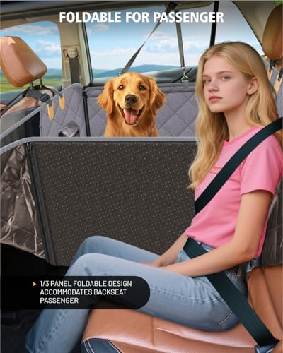 Dog Car Seat Cover for Back Seat, Waterproof Dog Seat Cover for Back Seat, Hard Bottom Back Seat Pet Cover for Dogs, Large-Space Hammock for Car Truck SUV, Pet Seat Cover Holds 450lbs(Grey) - color: Grey, size: L - For Compact & Mid-size Sedans, SUVs and