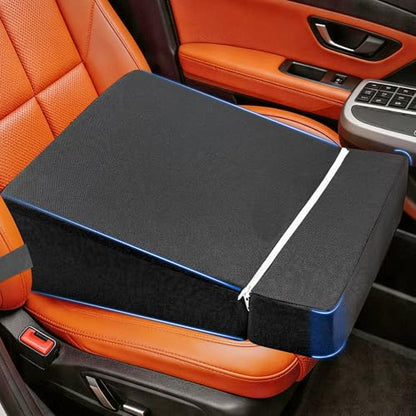 Car Seat Cushion High Density Foam Wedge Car Seat Cushions with Removable Extension pad for Short People to Improve Driving View for Long Driving Travel Washable Cover