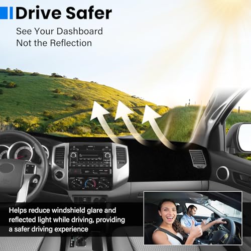 Dash Cover Mat Compatible with Toyota Tacoma 2005-2015 Car Interior Dashboard Cover Mat Nonslip Dashmat Sunshade Glare UV Rays Protector Accessories Custom Fit - size: Compatible with Tacoma 2005-2015