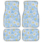 Daisy Car Rubber Floor Mat 4PCS, Blue Flower Field Front and Rear Mats, Countryside Fresh Flower Non-Slip Floor Mats Heel Pad Fit for SUV Van Truck Car - color: Blue Daisy Flower Field