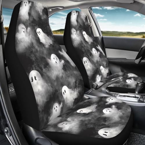 Car Seat Covers Accessories 2 Pieces Car Front Seat Covers, Universal Fit Auto Interior Bucket Seat Covers(Ghost 68) - color: Ghost 68