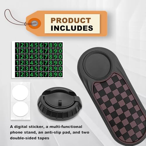 Universal Multifunction Anti-Slip Car Dashboard Mat, Rotatable Car Phone Holder Dashboard Pad with Temporary Parking Number, and Large Pad for Phones Sunglasses (Black+Brown)