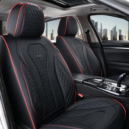 Coverado Car Seat Covers Full Set, Black Seat Covers, Waterproof Car Seat Cover, Car Seat Cushion, Car Seat Covers Front Seats Back Seat Covers, Car Seat Protector Universal Fit Most Cars Red Line - color: Redline/Black, size: FullSet