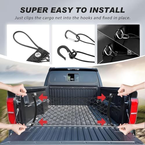 Truck Bed Cargo Net for Toyota Tundra 2022-2025 2026 Accessories, Karltys Envelope Style Pickup Truck Cargo Net for Tundra, Heavy Duty Nylon Mesh Storage Trunk Netting Organizer - size: for Toyota Tundra