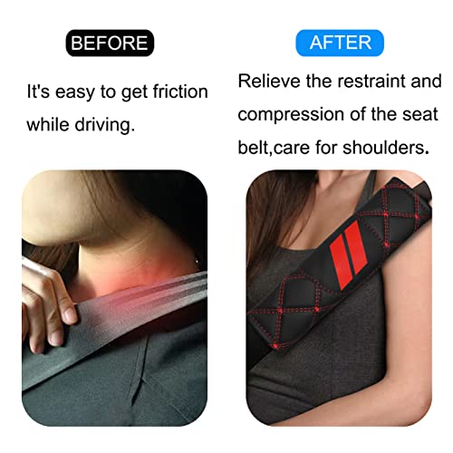 YOSRTER Seat Belt Pad, Shoulder Strap Protection Pad for Dodge Charger Durango Challenger Journey Seat Belt Covering Pad Anti-Scratch Leather Seat Belt Decoration（Red Trim）