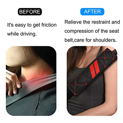 YOSRTER Seat Belt Pad, Shoulder Strap Protection Pad for Dodge Charger Durango Challenger Journey Seat Belt Covering Pad Anti-Scratch Leather Seat Belt Decoration（Red Trim）
