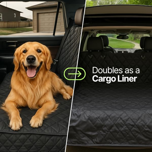 Formosa Covers Dog Car Seat Cover for Back Seat - Car Floor Cover for Dogs - Non-Slip Backing - Travel with Your Pet Mess Free - Universal Fit 56" W x 94 L, Grey