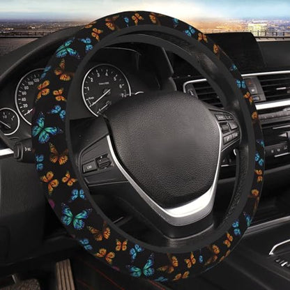 Butterfly Abstract Butterflies Car Steering Wheel Cover,Non-Slip Elastic Neoprene-Sweat Car Accessories,Universal 15 Inch Fit Auto, Vans Trucks,Suvs, Truck - color: Butterfly