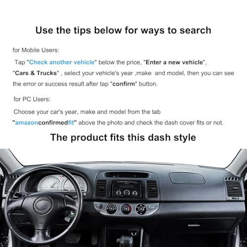 Dash Cover Mat Custom Fit for Toyota Camry 2002 2003 2004 2005 2006 with Cutout for Sensors and Dash Speakers, Dashboard Cover Pad Carpet(02-06 Gray Black) J40 - color: 02-06 dark gray