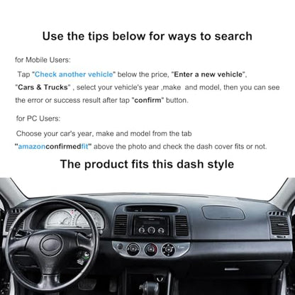 Dash Cover Mat Custom Fit for Toyota Camry 2002 2003 2004 2005 2006 with Cutout for Sensors and Dash Speakers, Dashboard Cover Pad Carpet(02-06 Gray Black) J40 - color: 02-06 dark gray