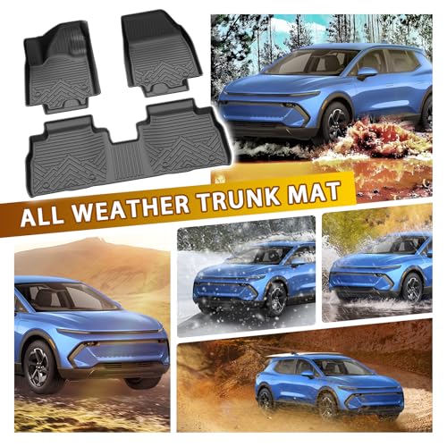 Floor Mats for 2024-2025 2026 Chevrolet Chevy Equinox EV Accessories (Non Fuel), All Weather Protection Anti-Slip and Waterproof Car Floor Liners for Equinox EV 3PCS - size: 2)Chevy Equinox EV｜24-26｜1st & 2nd Row