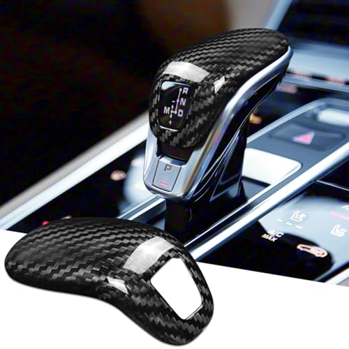 Compatible wth Carbon Fiber Gear Shift Knob Cover Automotive Shift Lever Decoration for Porsche Panamera 2017-2023 (Black)