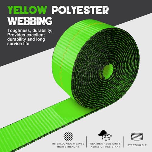4PCs 2" x12' Recovery Winch Strap w/RTJ Cluster Hook, 10000LBS Tow Truck Car Wrecker Winch Tie Down Straps, Heavy Duty Autohauler Car Tie Down Straps(Green) - size: 2"x12FT(4PCs)-Green