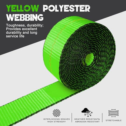 4PCs 2" x12' Recovery Winch Strap w/RTJ Cluster Hook, 10000LBS Tow Truck Car Wrecker Winch Tie Down Straps, Heavy Duty Autohauler Car Tie Down Straps(Green) - size: 2"x12FT(4PCs)-Green