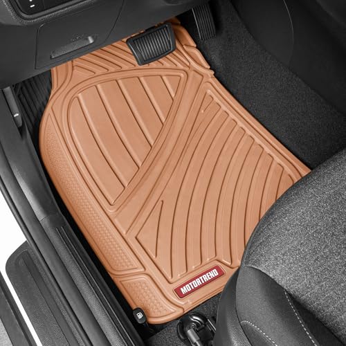 BDK Beige Heavy Duty Front & Rear Rubber Floor Mats Universal Liners for Car SUV Van & Truck, All Weather Protection with Anti-Slip Nibs, Fit Contours of Most Vehicles - color: 773-BG