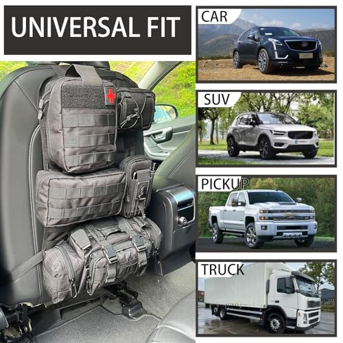 6 Pack Tactical Molle Automotive Seat Back Organizer Tactical Vehicle Panel Organizer with 5 Detachable Molle Pouch for Car Truck Ford Jeep Vehicle,US Flag Patch For Man (5 Pouches) - style: 6 Pack