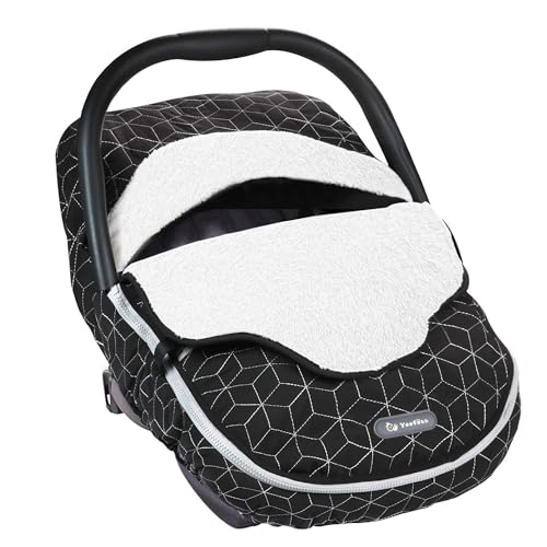 Yoofoss Baby Car Seat Cover Winter Carseat Canopies Cover to Protect Baby from Cold Wind, Super Warm Plush Fleece Baby Carrier Cover for Infant Boys Girls (Black) - color: Black