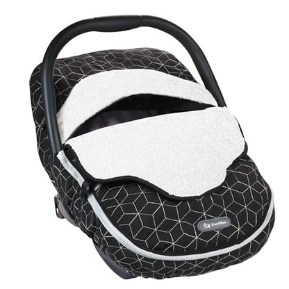 Yoofoss Baby Car Seat Cover Winter Carseat Canopies Cover to Protect Baby from Cold Wind, Super Warm Plush Fleece Baby Carrier Cover for Infant Boys Girls (Black) - color: Black