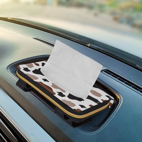 Cow Brown Mask Holder for Car PU Leather Car Tissue Box Sun Visor Napkin Holder Cow Brown Leather Tissue Holder - color: Cow Brown