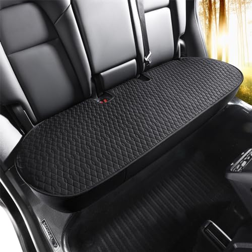 SanQing Car Seat Cover Luxury Linen Rear Seat Covers for Model Y Car Seat Bottom,Heavy Duty Seat Cushion Protector Without Backrest (Black Rear, Model Y) - color: Black Rear, size: Model Y
