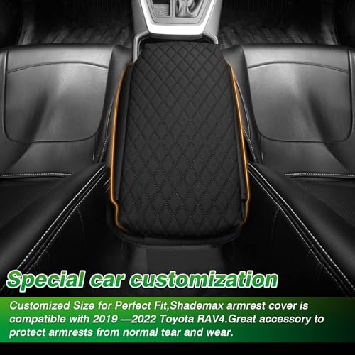 Shademax Center Console Cover Toyota RAV4 2019-2024 2025 Armrest Cover Cushion Pad for Toyota RAV4 Accessories PU Leather Armrest Seat Box Protector with Pockets Storage Bag