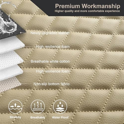 West Llama Pu Leather Car Seat Bottom Covers Protectors Include 1 Rear Bench Seat Cover Universal Fit 90% Vehicles,Beige - color: E-Beige, size: Universal Fit - Rear Only