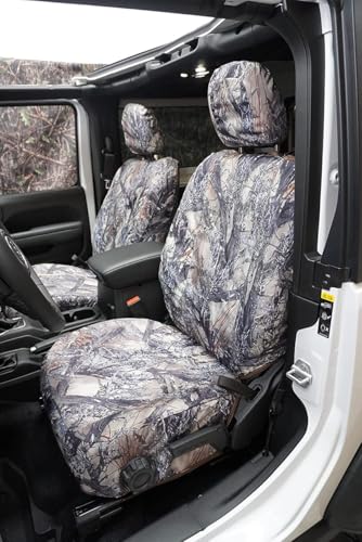 Durafit Seat Covers J1662-MC2C Compatible with 2018-2024 Jeep Wrangler, Gladiator and Willy 4 Door Front Buckets with Adjustable headrests. Waterproof Camo Endura