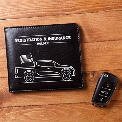 CANOPUS Car Registration & Insurance Holder with Magnetic Closure, Vehicle Document Organizer, Auto Glove Box Wallet, Includes 2 EZ Pass Strip Sets – Truck - color: Black, size: Truck
