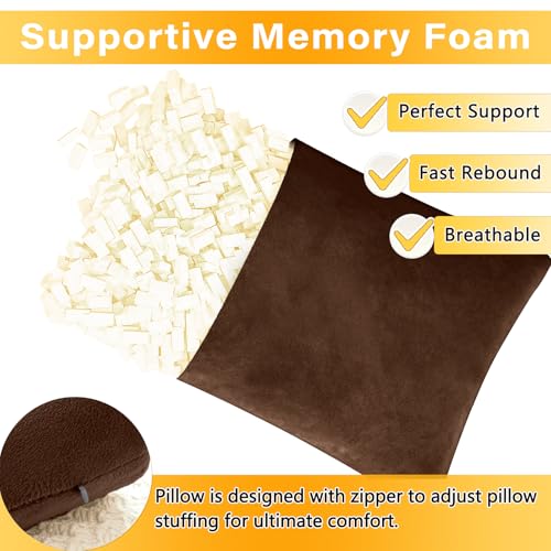1 MIDDLE ONE 2 Pack Small Pillow, Memory Foam Mini Pillow 11 X 7 Inches for Travel, Sleeping, Nap and Neck, Knee, Lumbar Support, Tiny Cushion for Pet, Dogs (Brown) - color: Brown, size: 11x7 inch