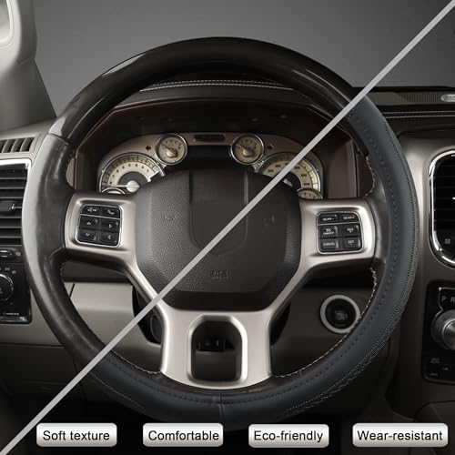 West Llama Customized Auto Car Steering Wheel Cover for Dodge RAM 1500 2500 3500, 15.5-16 inch(Black-Large Size) - color: C-Black