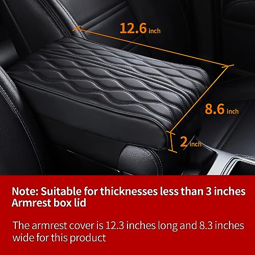 Car Center Console Heighten Cover, Leather Memory Foam Car Armrest Booster Pads, Leather Car Armrest Cover Protector, Suitable for Most Vehicles, SUVs, Trucks, Cars (Black)
