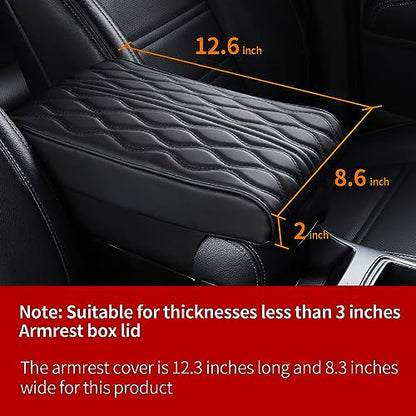 Car Center Console Heighten Cover, Leather Memory Foam Car Armrest Booster Pads, Leather Car Armrest Cover Protector, Suitable for Most Vehicles, SUVs, Trucks, Cars (Black)