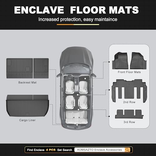 AOMSAZTO Floor Mats Fit for 2008-2017 Buick Enclave (Only for 2nd Row Bucket Seats Models) Custom Fit All Weather TPE Floor Liners Accessories for Buick Enclave, Black - style: (2) 2008-2017 Enclave | Floor Mats