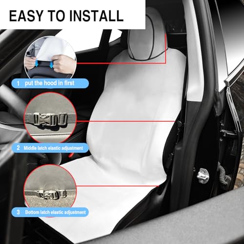 Universal Cloth Car Seat Covers Full Set with Buckle Fastening, Water-Resistant Fabric Auto Interior Protector – Fits Most Cars, SUVs, Trucks (Teslablack) - style: Teslablack