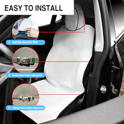 Universal Cloth Car Seat Covers Full Set with Buckle Fastening, Water-Resistant Fabric Auto Interior Protector – Fits Most Cars, SUVs, Trucks (Teslablack) - style: Teslablack