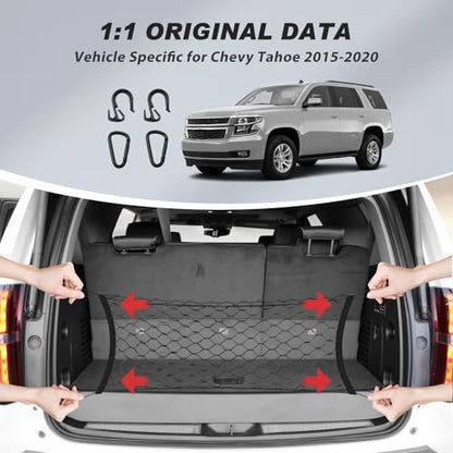 Cargo Net for Chevy Tahoe/Suburban/GMC Yukon 2015-2020 Envelope Style | Elastic Mesh Net | Heavy Duty | Metal Hooks | Chevrolet Tahoe Trunk Net Accessories - size: Chevrolet Tahoe