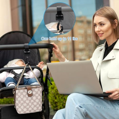 Accmor Stroller Cup Holder with Hook Set, Universal Cup Holder for Uppababy, Nuna, Doona Strollers, 360 ° Rotatable Bottle Holder for Stroller, Wheelchair, Walker - color: black-1pc & hook