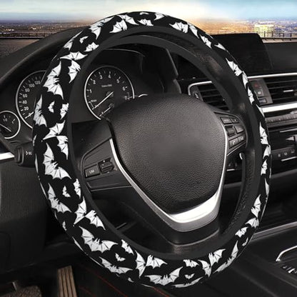 Halloween Bats Car Steering Wheel Cover Universal 15 Inches Anti-Slip Breathable Sweat Absorption Neoprene Car Accessories - color: Halloween Bats