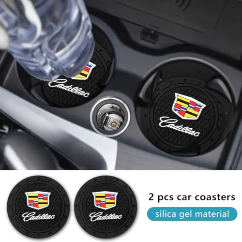 Car Cup Holder Coaster for Cadillac Escalade CT4 CT5 CT6 ATS CTS SRX XT5 Cupholder Coaster Interior Accessories 2.75in 2Pieces Black - color: Black-02